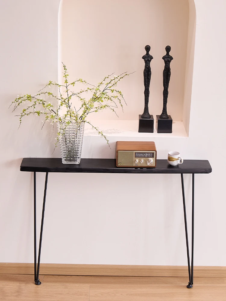 

Wabi Santifa Solid Wood Entrance Entrance Table Creative Against the Wall Strip Table Hotel Homestay Super Narrow Corridor Table