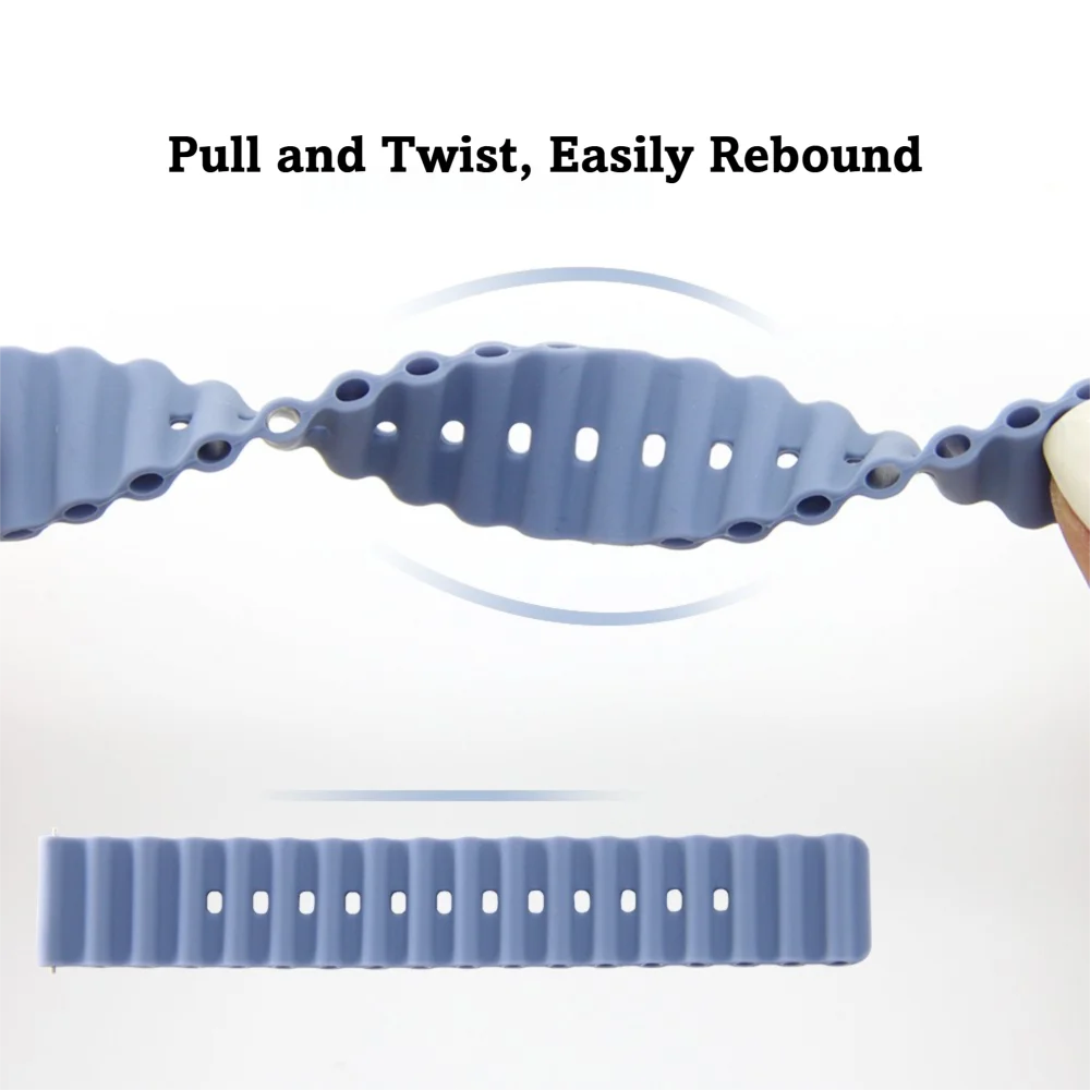 ソフトシリコン製腕時計ストラップ Honor Watch Fit対応 メタルバックル オーシャンウェーブスタイル クイックリリース スポーツリストバンド メンズ レディース ブレスレット