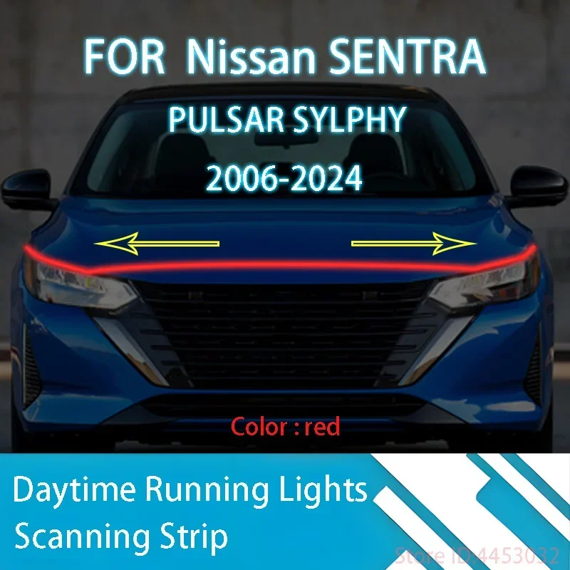 

DRL Start Scan Strips Light для Nissan SENTRA SYLPHY 2006-2024 автомобильный капот декоративная лампа 12 В 59 дюймов водонепроницаемая