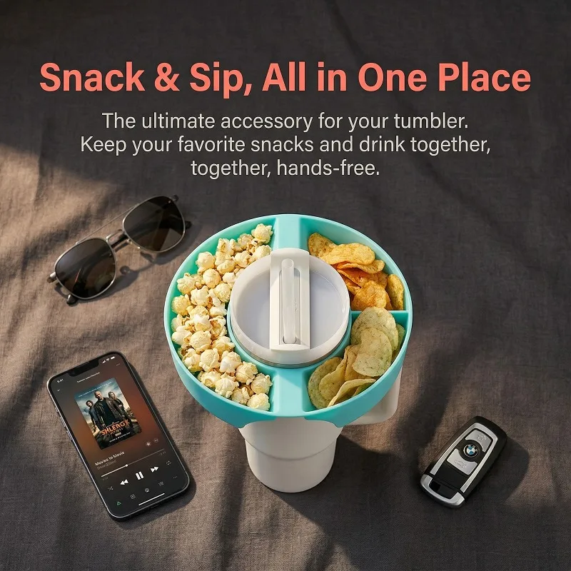 

Silicone Snack Holder Bowl Tray for 40oz Handle Tumbler Compatible with Quencher 1.0 2.0 Travel Cup Accessory