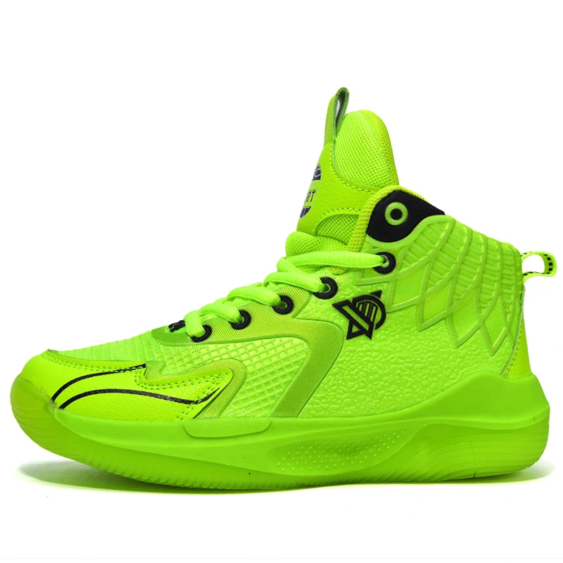 2024 New Children's Basketball Shoes 6 to 14 Years Old Blue, Boys' Sneakers Shoes 8 to 12 Years Old Green, Youth School Shoes 7