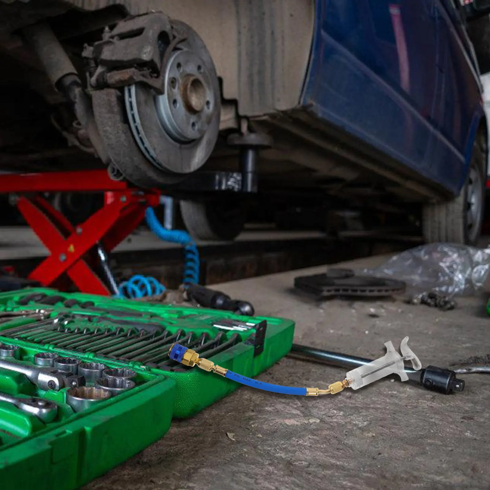 

1Set Oil Injector Manual Dye Injector Refrigerant Tool Complete Engine Oil Injection Kit Cooling Fluid Filling Tube Air