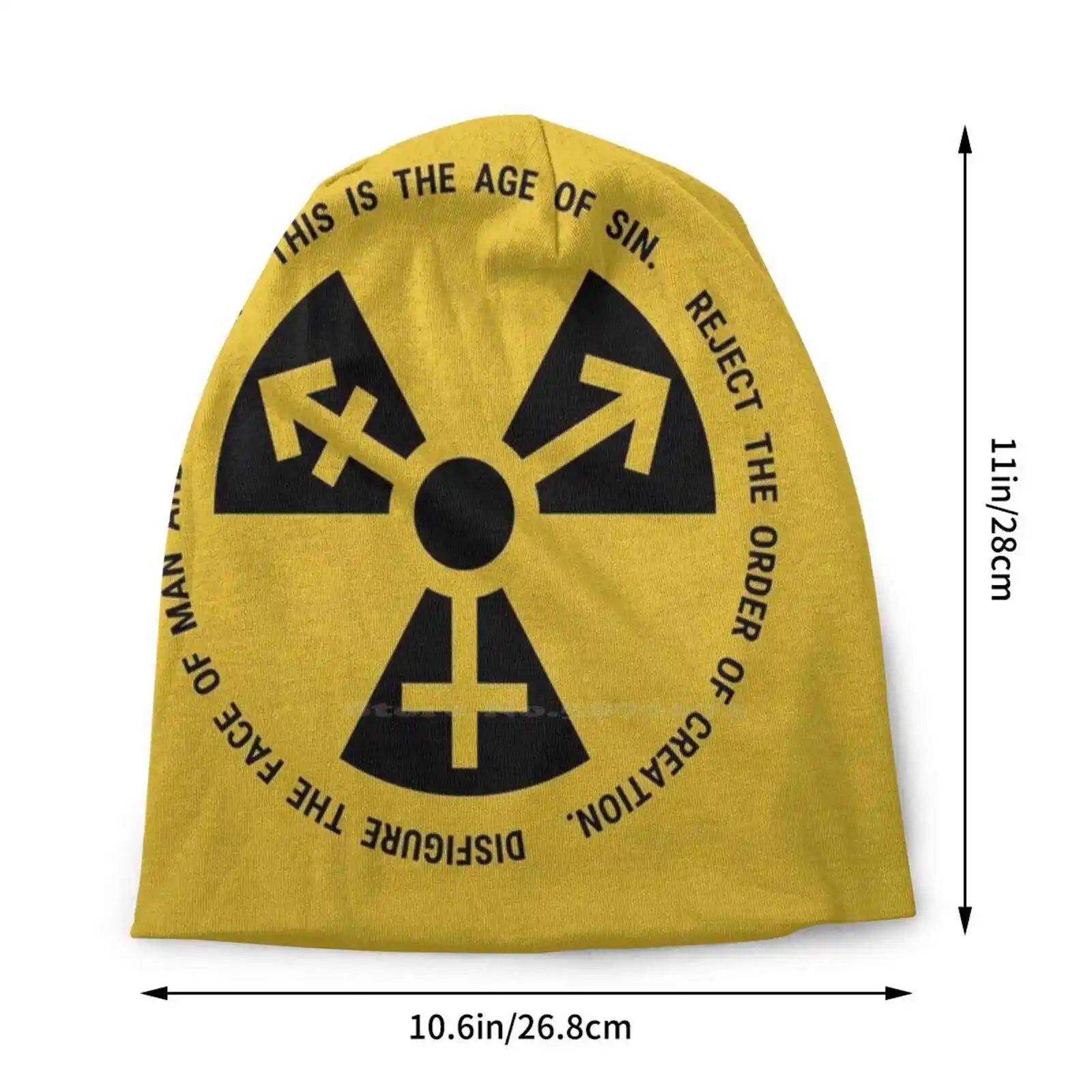 Age Of Sin , Black On Yellow Knitted Hat Warm Beanie Outdoor Caps Radiation Genderqueer Pope Hazard Sin