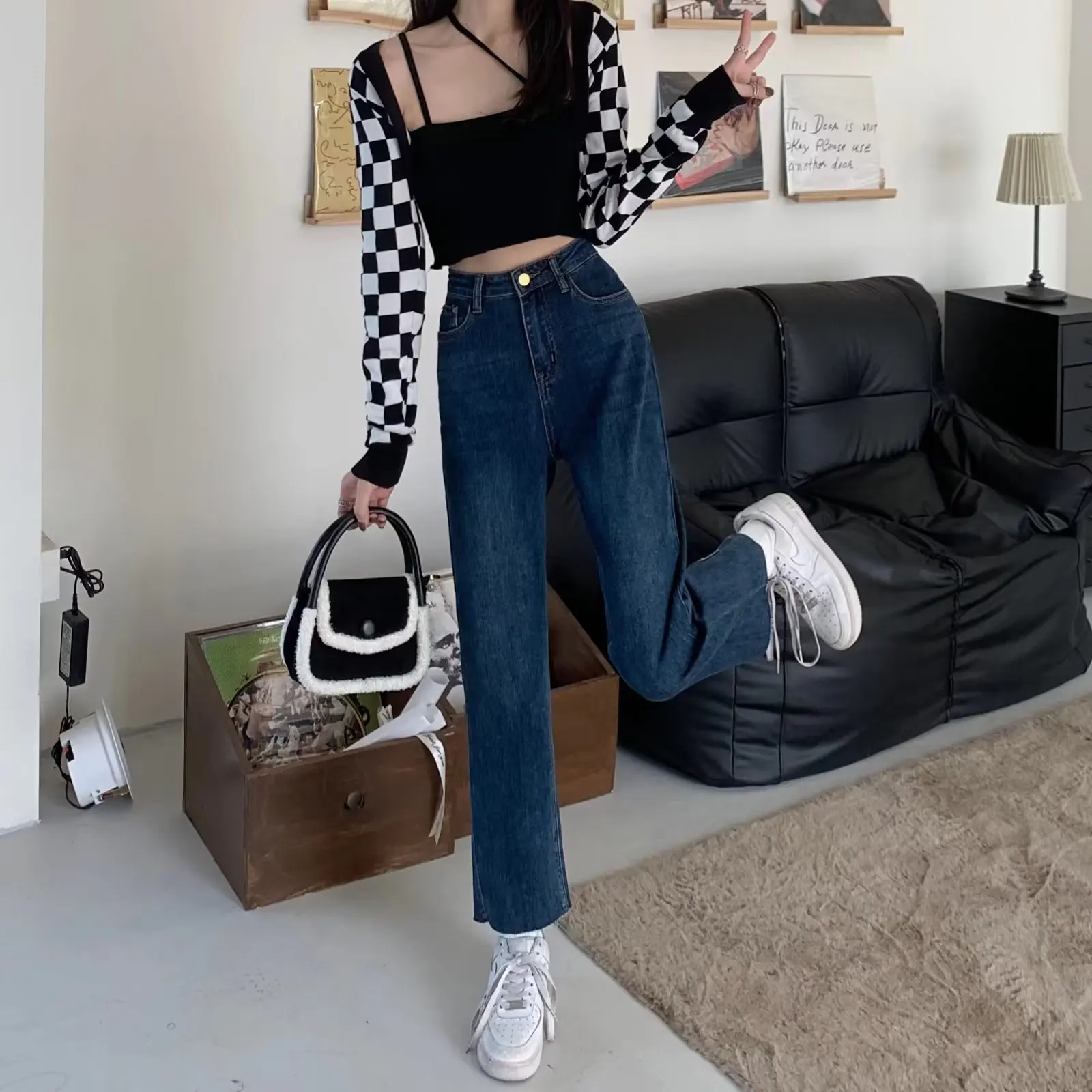 Taille haute coupe ajustée printemps automne Denim pantalon 2025 nouveau Sle mince Tube jean pour ort femmes neuf Points été mince