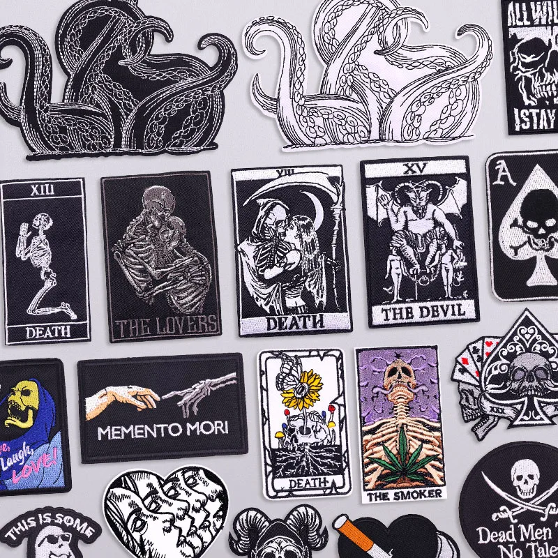 Octopus Beine Patch Punk Schädel bestickte Patches für Kleidung Aufkleber Horror Skelett Patch Eisen auf Patches auf Kleidung Abzeichen
