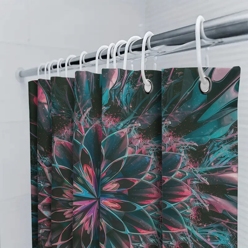 Abstract Floral Burst Shower Curtain | Modern Art Bathroom Decor