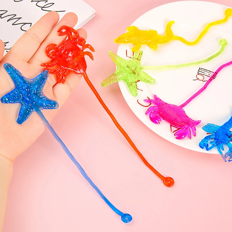 10pcs/bag Cute Ocean Animal Sticky Stretchable Sticky Toys Kids Birthday Gifts Party Favors Guest Gifts School Goodie Filler