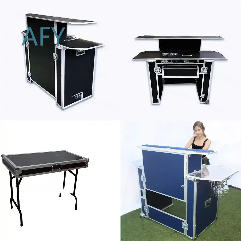 Portable Mobile Bar for Outdoor Cocktail Party Folding Bar Table with Air Case for Travel Camping Events Portable Bar Cart