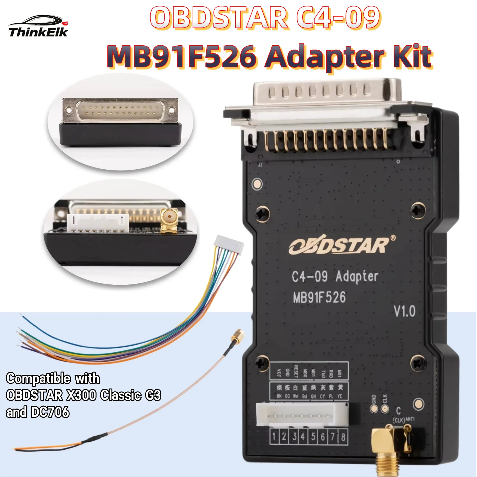 OBDSTAR C4-09 (MB91F526) Adapter Kit Support Read/Write FLASH, DFLASH, Immobilizer Data Decryption Use with Key Master G3, DC706