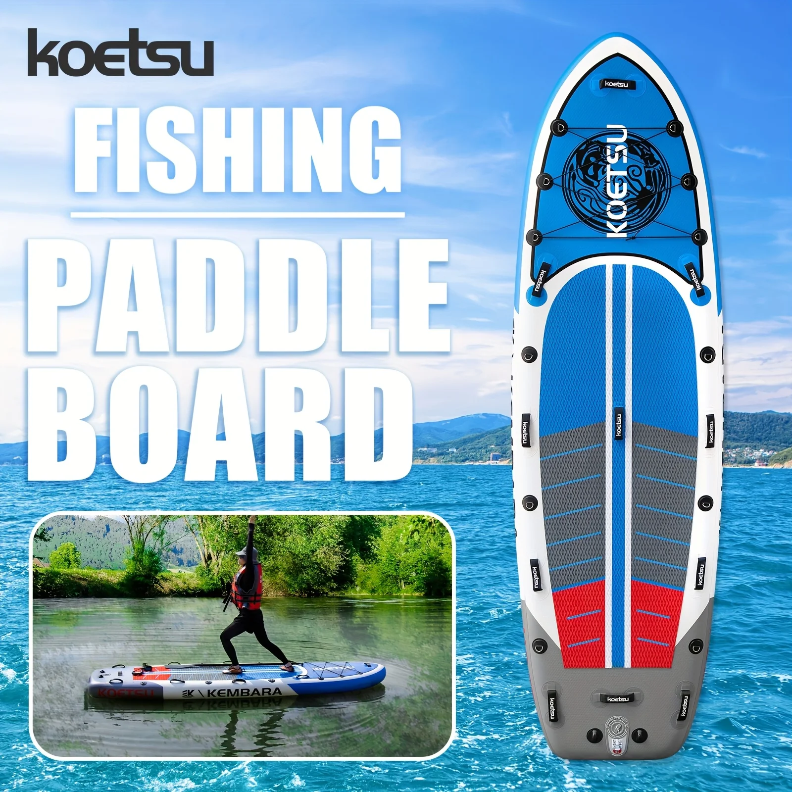 KEOTSU Fishing Stand-up Paddle Board Luya Wide Body Inflatable Surfboard Three Models 1m Width Complete Accessories