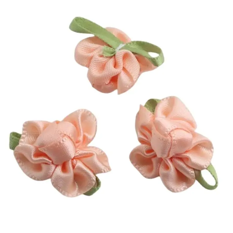 12pcs 2.5cm Multi Color Satin Ribbon Flower Head Rosette Girls Boutique Mini Hair Bow Flower Headwear DIY Garments Decoration