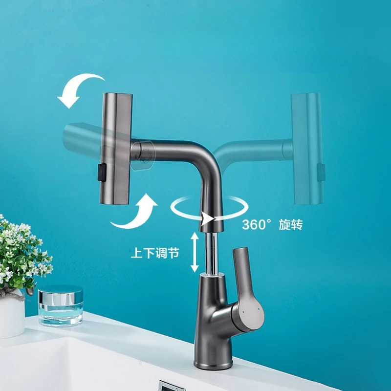 

Household Single-hole Basin Faucets Countertop All-copper Sliding Lifting Basin Faucets Home Improvement Waterkranen YSSLT
