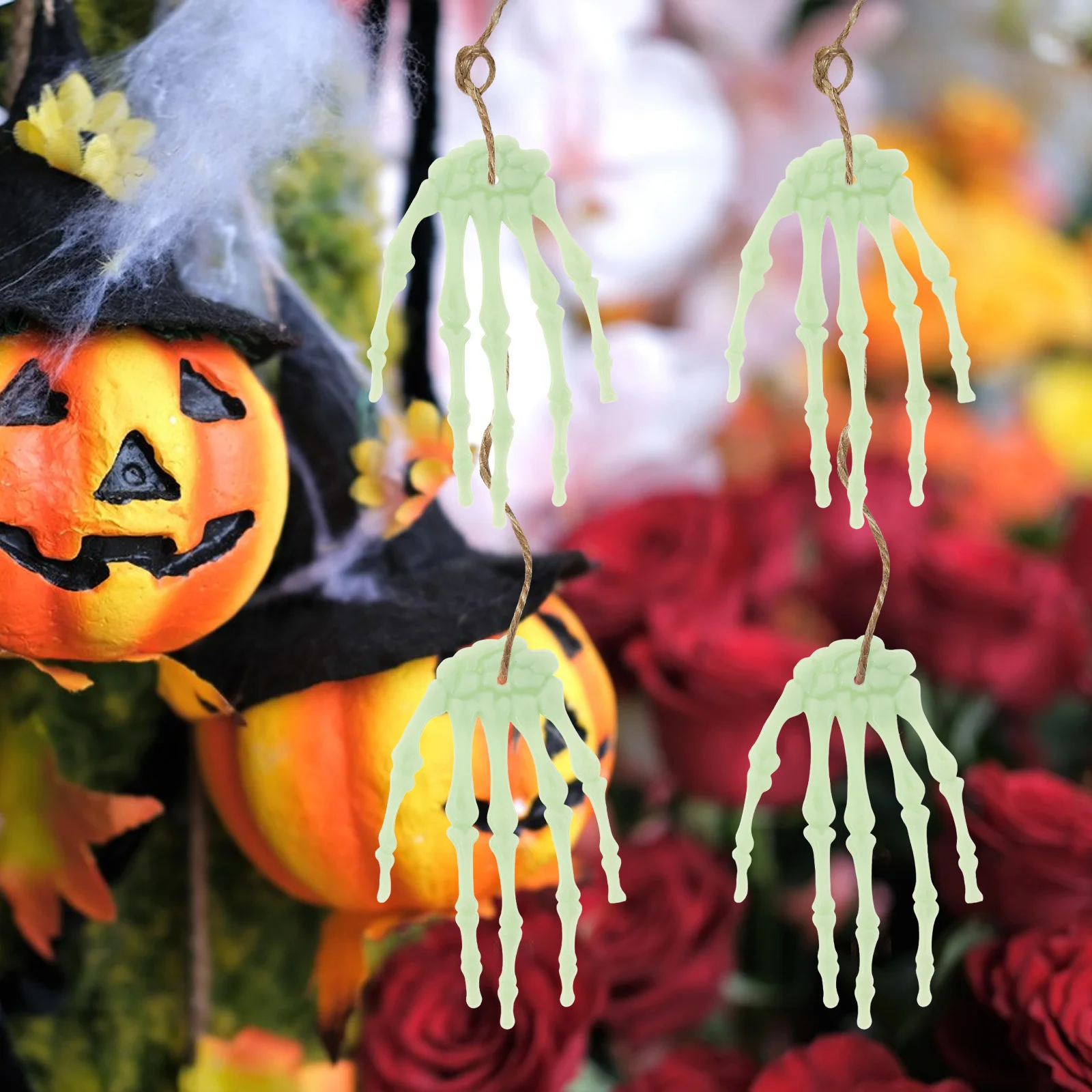 

1 Pair Green Hand Garland Spooky Hanging Decor For Halloween Party Home Decoration Plastic Scary Hands Props Hands For