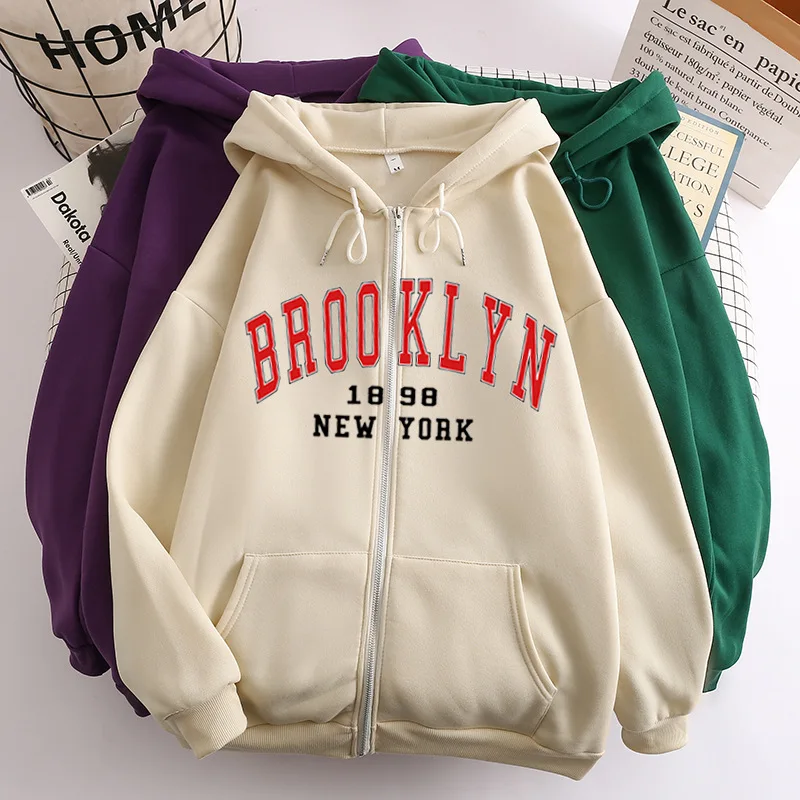 2022 Trend New BROOKLYN NEW YORK Gothic Zipper Y2K Men/ Women Hoodie Punk Fashion Personality Sweatshirt Unisex Streetwear Top