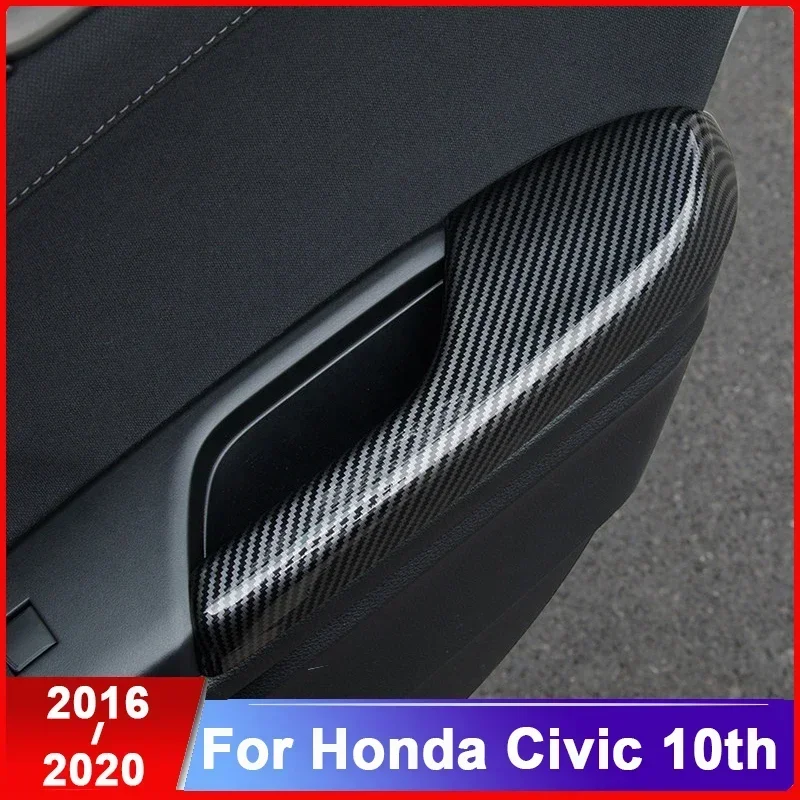 

ABS carbon fiber door armrest protective cover with hand decoration modification For Honda Civic 10th 2016 2017 2018 2019 2020