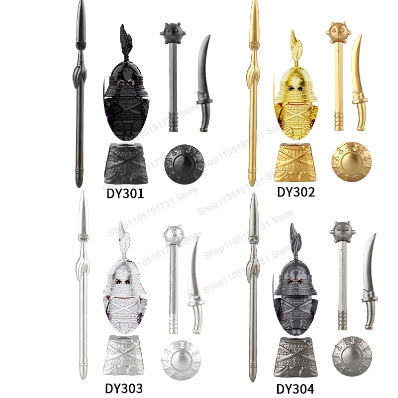 Figurines de guerre historiques chinoises Moc, armée de terre cuite, épée, mini-modèles DIY, blocs de construction DIY, jouets pour garçons, cadeau, nouveaux Juguetes KT1090