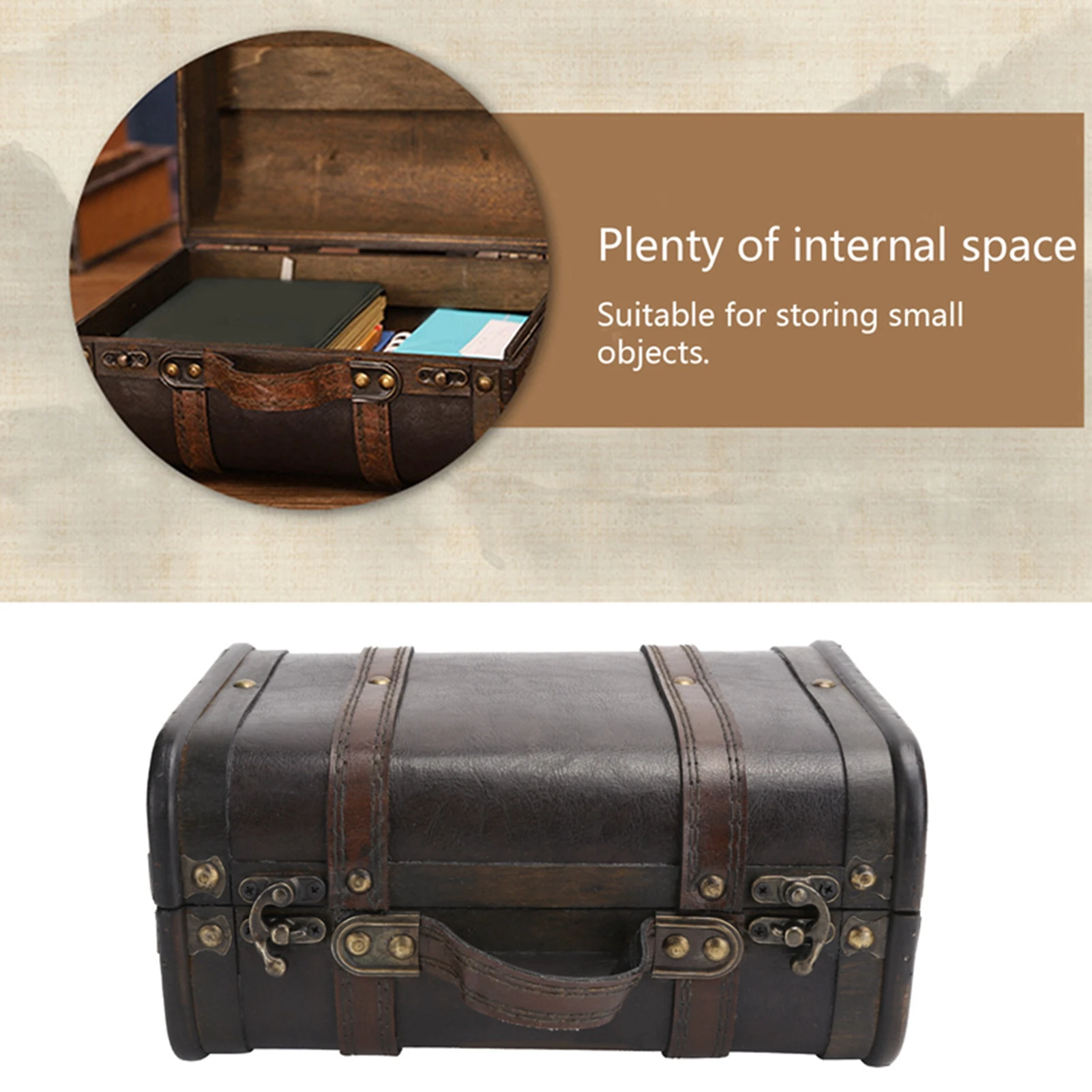 ZK40 Retro Suitcase Wooden Storage Box Studio Decoration Window Display Photography Props Suitcase