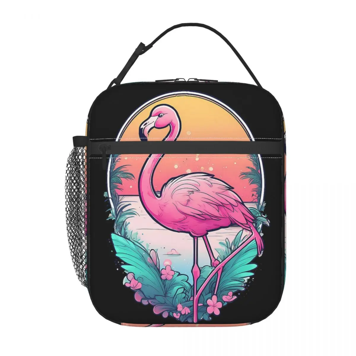 Graceful Flamingo Watercolor Painting Insulated Lunch Bag for Women Children Portable Food Boxes Thermal Lunch Box Tote