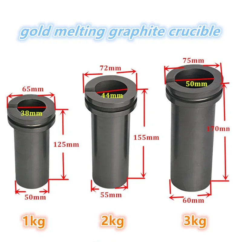 PHYHOO 1KG/2KG/3KG High Purity Graphite Crucible Gold Sliver Melting Furnace Accessories Jewlery Casting Mould Goldsmith Tools