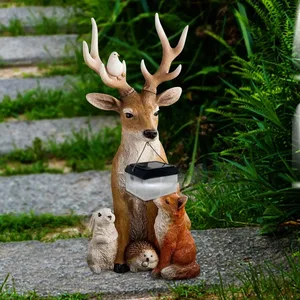 Gartenstatues Solarharz Hirsch Kaninchen Osciço Wolf Statuette Yard Skulpturen Weihnachten Ornamente Gardin Außenzubehör 10 Hauptverkaufsstatue Wolf - №10