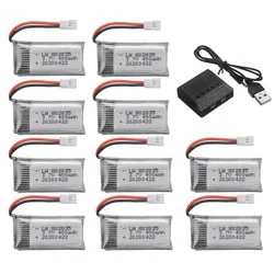 Batteria Li-po 3.7V 400mAh + caricabatterie 3.7v per H31 X4 H107 H6C KY101 E33C E33 U816A V252 RC Drone pezzi di ricambio 5/10 pezzi