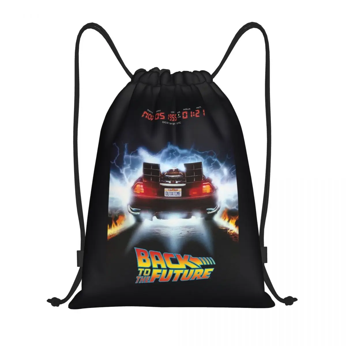 Back To The Future Drawstring Backpack Sports Gym Bag for Women Men American Science Fiction Shopping Sackpack