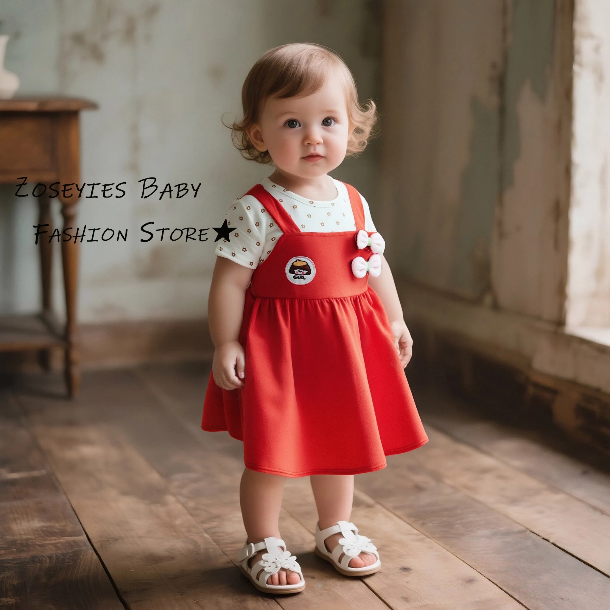 Girls Dresses Summer Full Printed Flower Cotton Short Sleeve Baby Girl Dresses Cute Bowknot Girls Dresses Baby Girl Clothes
