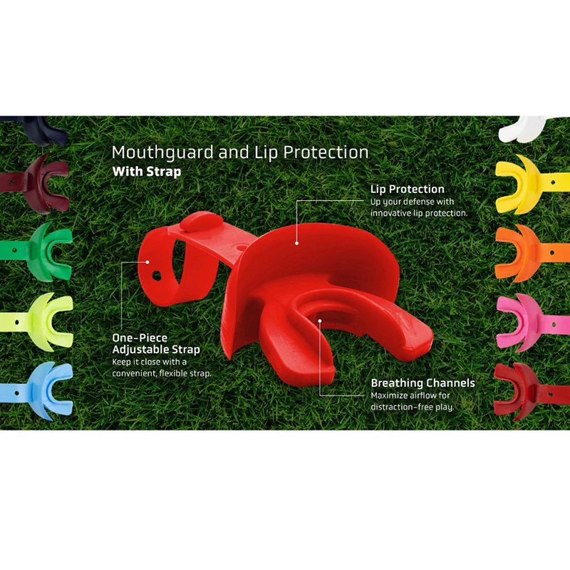 축구 라크로스 립 가드 MMA 복싱 교정기, 통기성 럭비 마우스 가드, 립 보호 및 스트랩