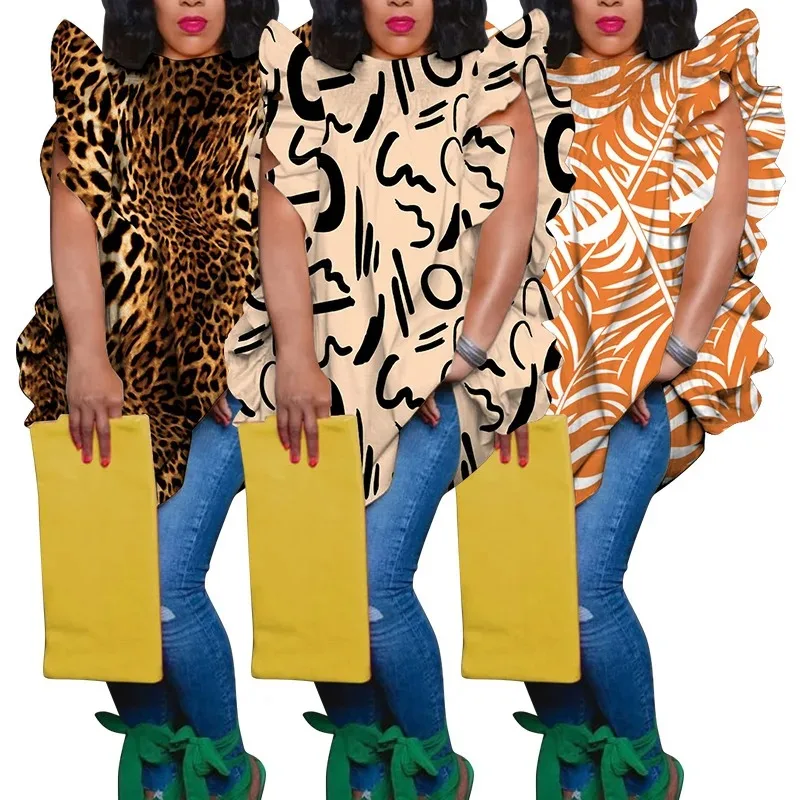 

Plus Size African Clothes for Women XL-5XL Fashion Summer Sleeveless Printing Polyester Tops Dashiki Africa Clothing Outfits