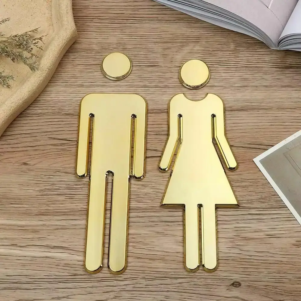 2pcs/pack Acrylic Woman Man Toilet Door Sign Prompt Removable Logo Toilet Sign Plate Door Wall Label Sticker WC Door Sign