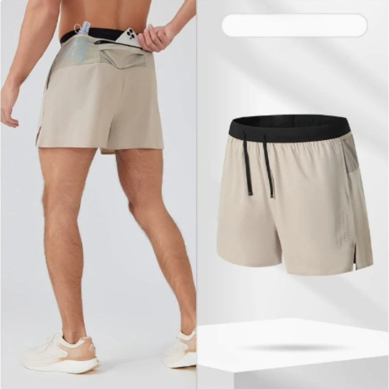 Men 2 in 1 Double Deck Marathon Running Shorts Fitness Training Pants Gym Shorts Sportswear Workout Jogging Sports Male Shorts