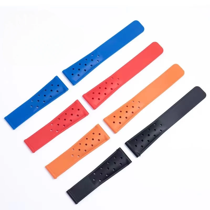 Super atmungsaktives Design, Silikon-Uhrenarmband mit mehreren Löchern für Tag Heuer Aquaracer-Serie, weiche, schweißfeste Uhrenarmbänder, 22 mm