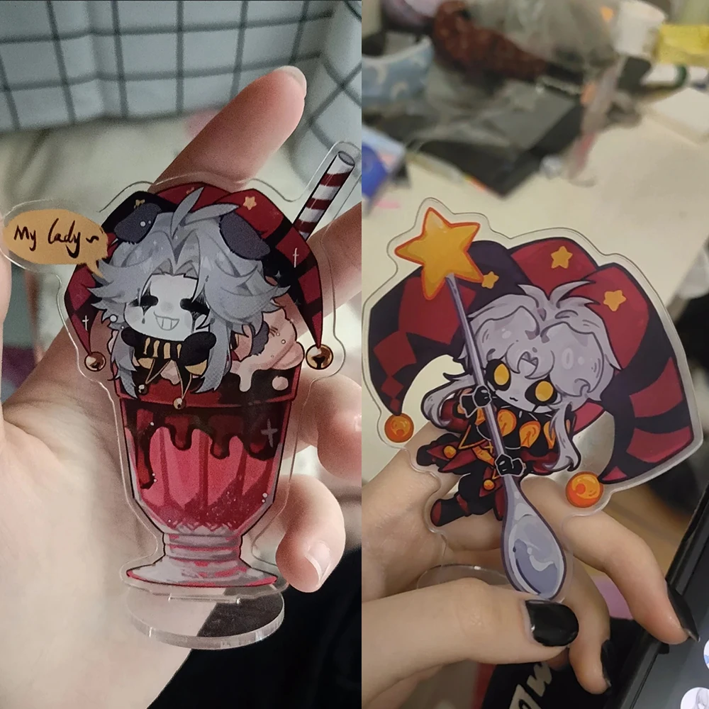 Game The Freak Circus Pierrot Strawberry Chocolate Milkshake Acrylic Stand Anime Figure Desktop Ornament Cosplay Props image 3