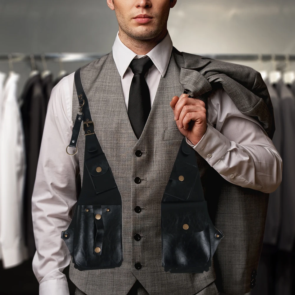 

Мужская регулируемая сумка-кобура в винтажном стиле, двойная наплечная сумка-кобура в стиле стимпанк для езды и бега