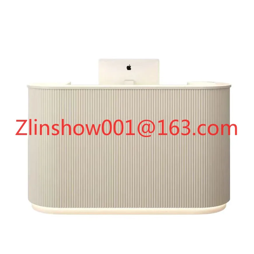 Modern Light Luxury Wood Bar Counter Small Reception Desk for Commercial Spaces-for Clothing Stores Beauty Salons Front Desks