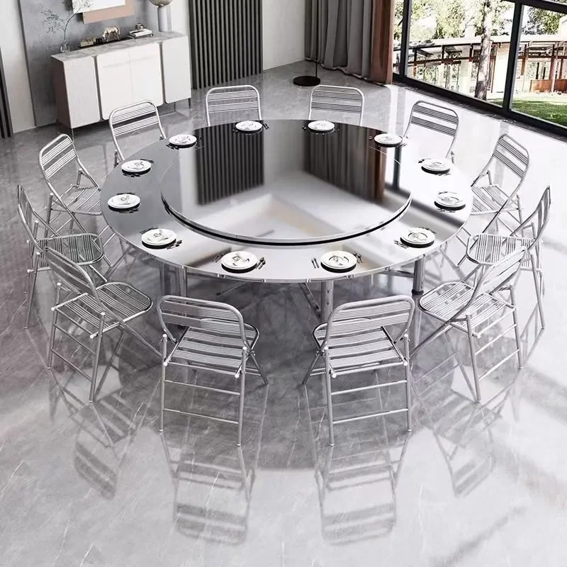 for Medieval Style Solid Wood Round Dining Table with Turntable for Small Apartment French Retro Song Aesthetic Restaurant