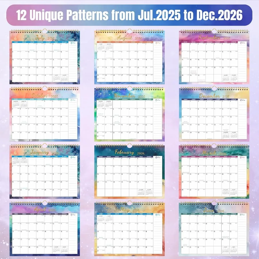 2026 تقويم الحائط 18 تقويم الحائط الشهري لسطح المكتب 20252026 يوليو 2025 إلى ديسمبر 2026 11 "x 8.5" مخطط جدار الثلاجة المغناطيسي لـ