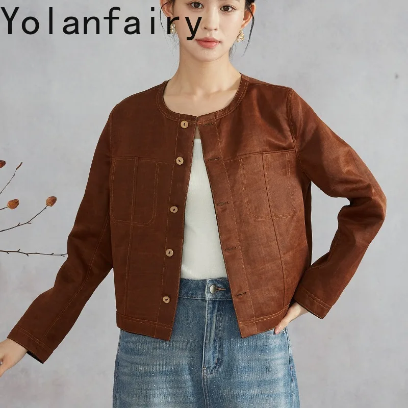 YOLANFAIRY Luxury Reversible Real Silk Jacket for Women 100% Mulberry Silk Shirts Short Blouse Elegant Woman Fashion Top Coat