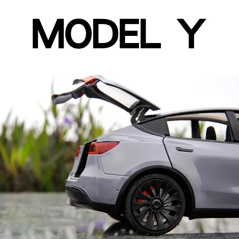 1:24 Tesla Model Y Model 3 Model S Metal Alloy Diecast Toy Car Model Sound And Light Children\'s Toy Collectibles Birthday Gifts