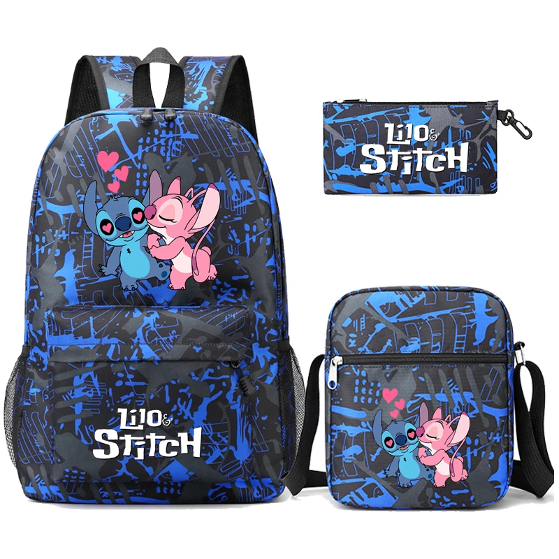 3Pcs/set Disney Lilo Stitch Backpack for Teen Boy Girl Back To School Backpack with Lunch Bag Student Schoolbag Men Women Bag