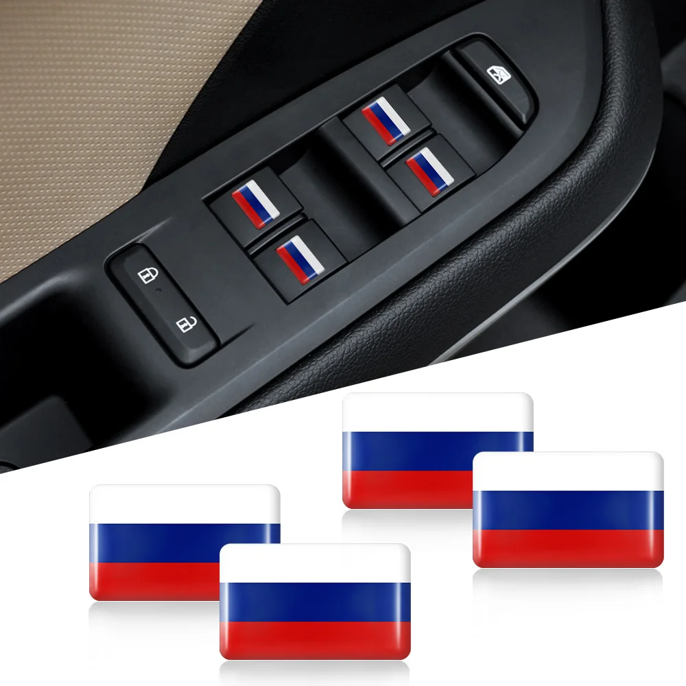 10pcs Epoxy Russia Flag Sticker Car Interior Decoration Decal For SEAT Audi BMW Kia Nissan Toyota Volkswagen Renault Badge LOGO