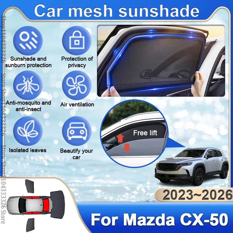 

Car Sunshade For Mazda CX-50 Accessories 2023 2024 2025 2026 Magnetic Uv Protection Visor Blinds Curtain Window Summer Sunscreen