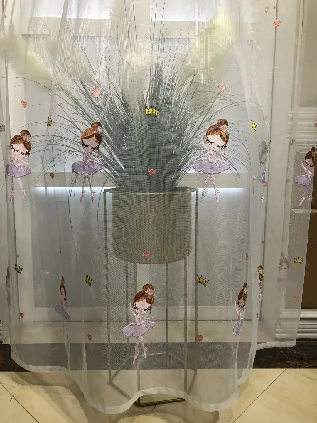 نافذة شاشة الرقص فتاة الحديثة 2025 جديد 1 قطعة ستارة مطرزة غرفة الشاش الستار بوتيك فتاة غرفة نوم التطريز