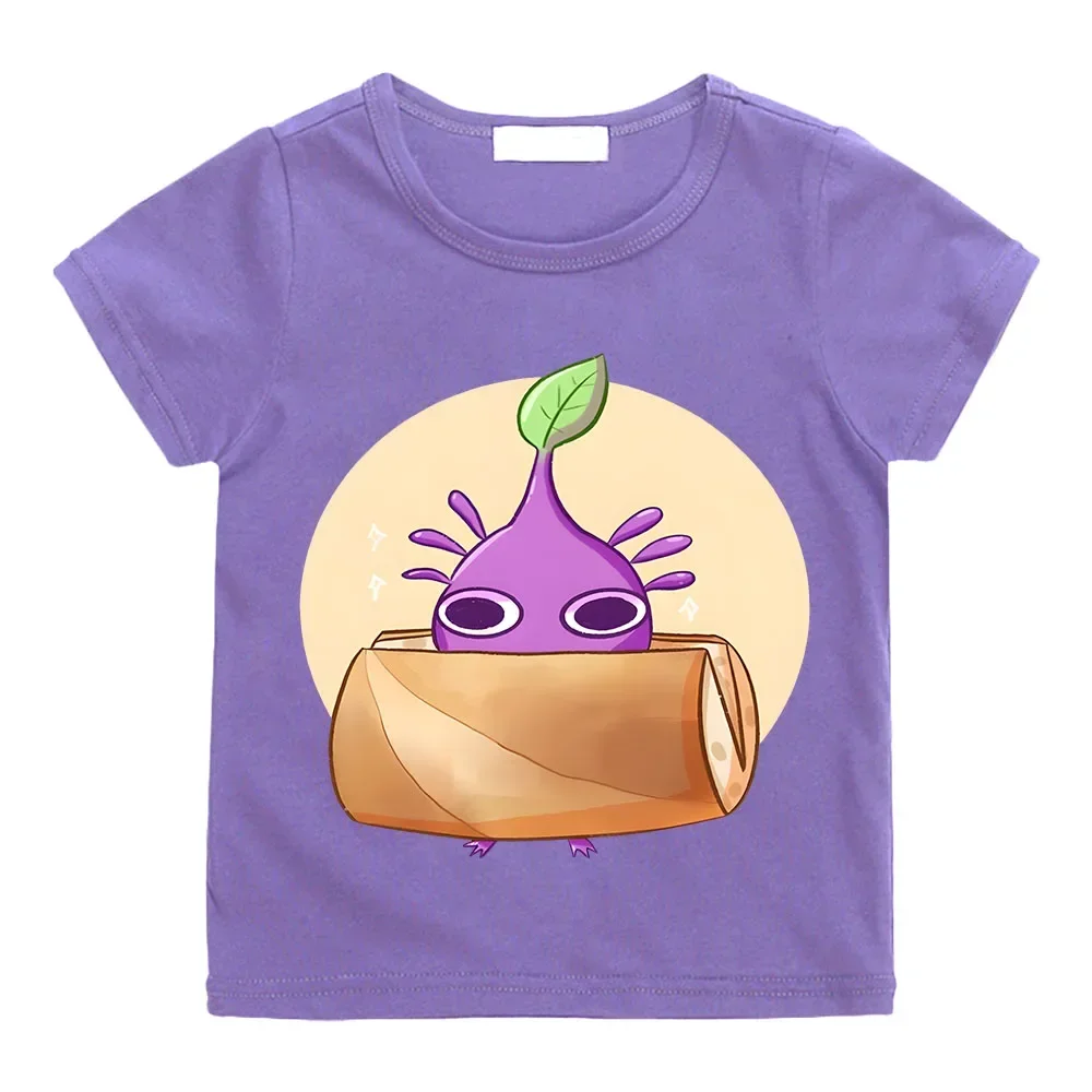 Pikmin Print Kids Cartoon Anime T-Shirts Manga Baby Girls Clothes Boys Summer Short Sleeve T Shirt Children Tops Y2k Streetwear