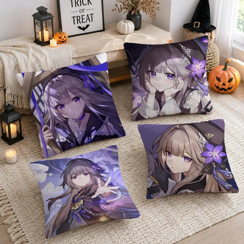 The Herta Game H-Honkai Star Rail Cushion Cover Plush Decorative Pillow Case With Hidden Zipper Cutecore Room Decor For Home