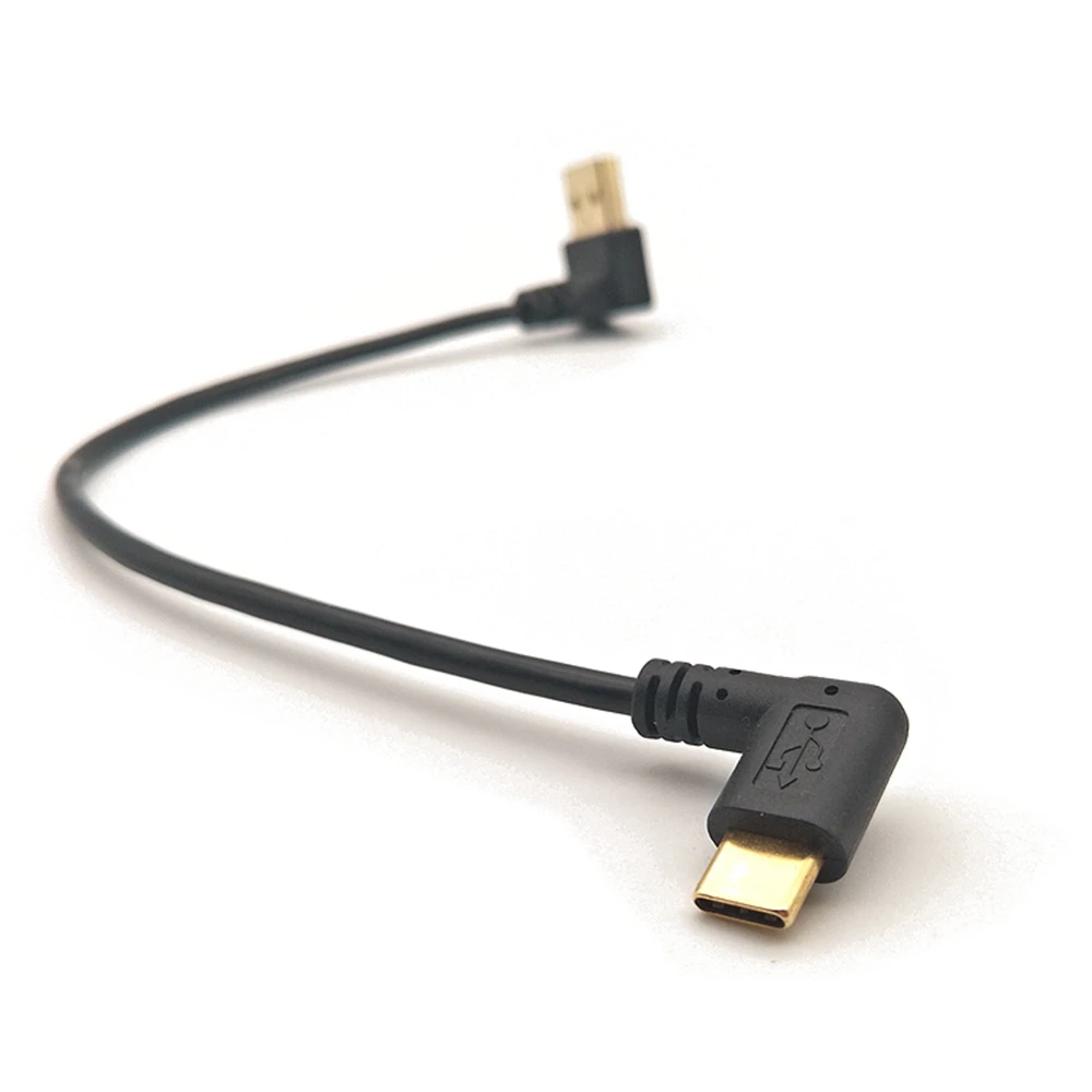 0.25M GOLD Coated Bottom Angle USB 2.0 (Type A) Plug to USB 3.1 (Type-C) Male Left, Right Angle USB Data Sync, Charge Cable Plug