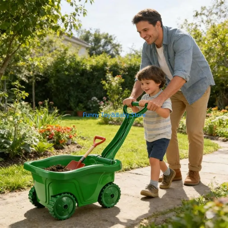 معدات البستنة للأطفال مجموعة ألعاب للهواء الطلق عربة سحب لحديقة الشاطئ وساحة لعب الثلج هدية تعليمية من 2 إلى 4 C90B
