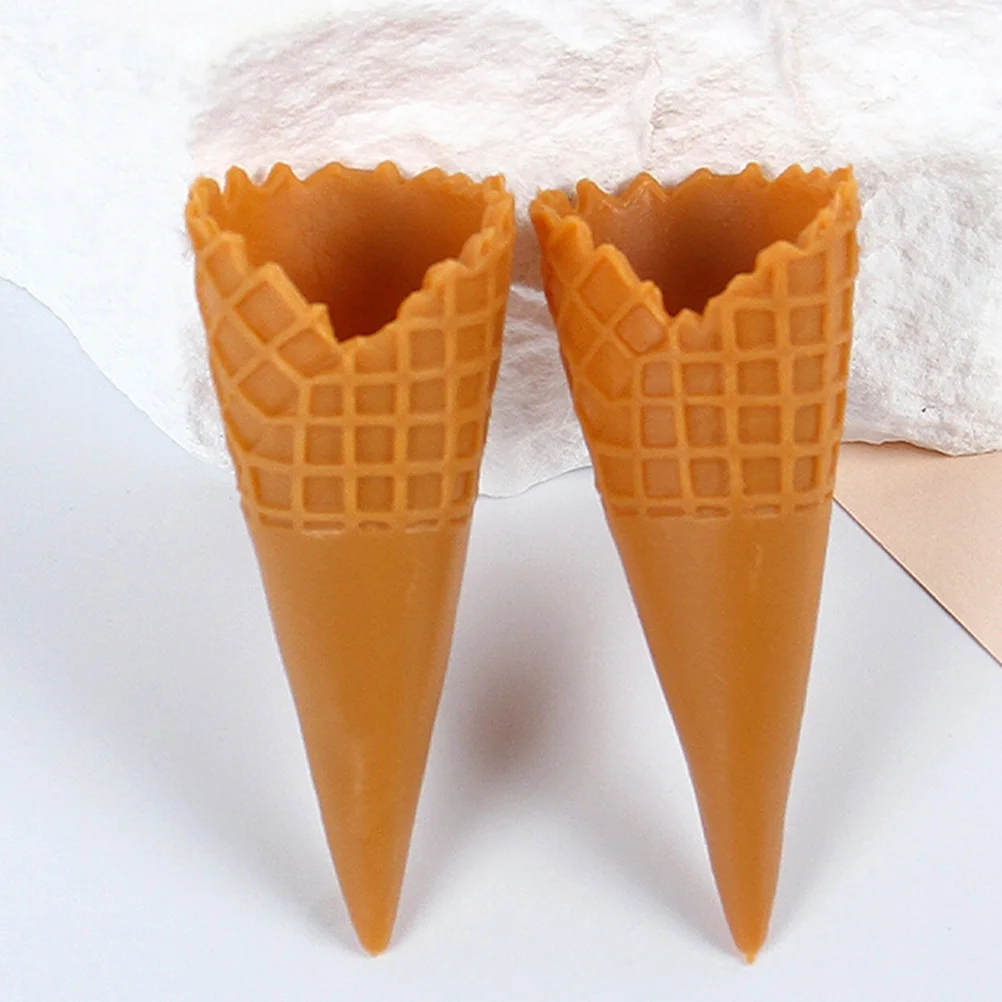 

12 Pcs Crispy Cone Ice-cream Miniature DIY Decoration Model Decorations Cones Pvc Artificial Fake Simulated Child Plastic