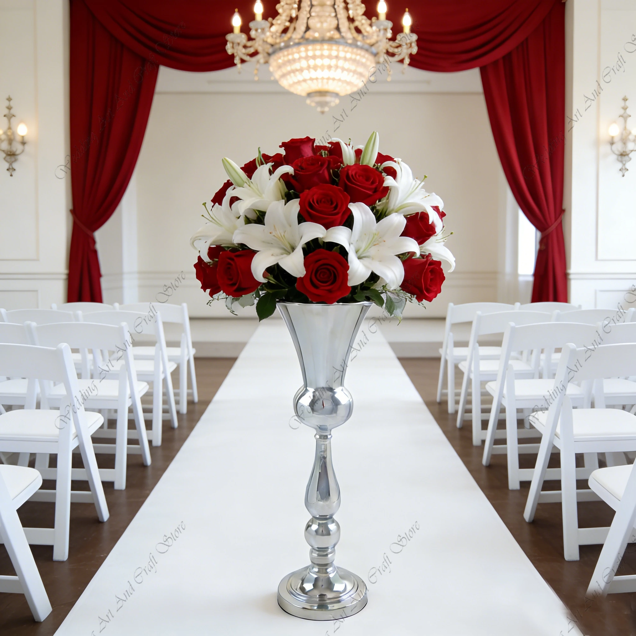 

10pcs f30 45-85cm Wedding Table Centerpieces Flower Ornament Silver Trumpet Vase Event Road Lead Candle Holder for Wedding V753