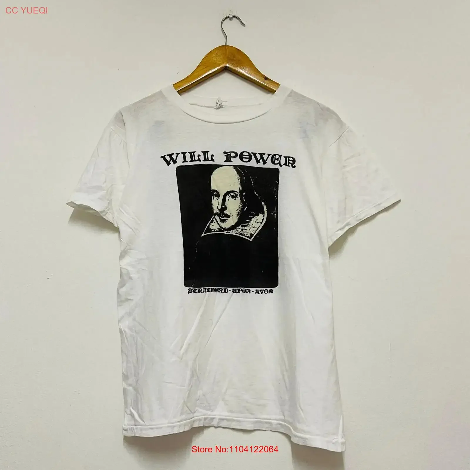 Vintage 80s William Shakespeare Will Power T Shirt Poetry Rare Streetwear White L vintage Washed Top For Everyday Wear